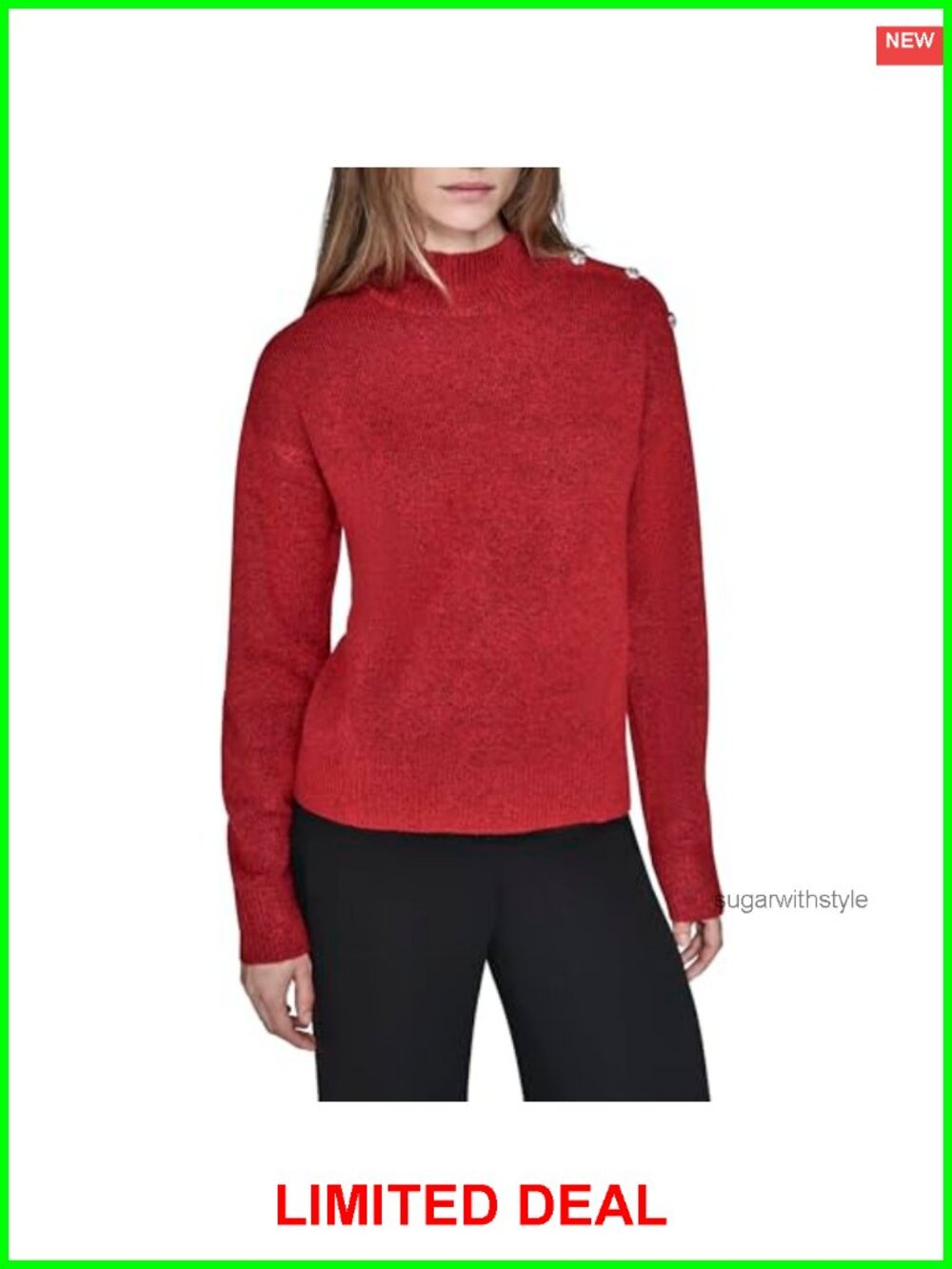 Long Sleeve Mock Neck Button Sweater Pullover Casual Luxury